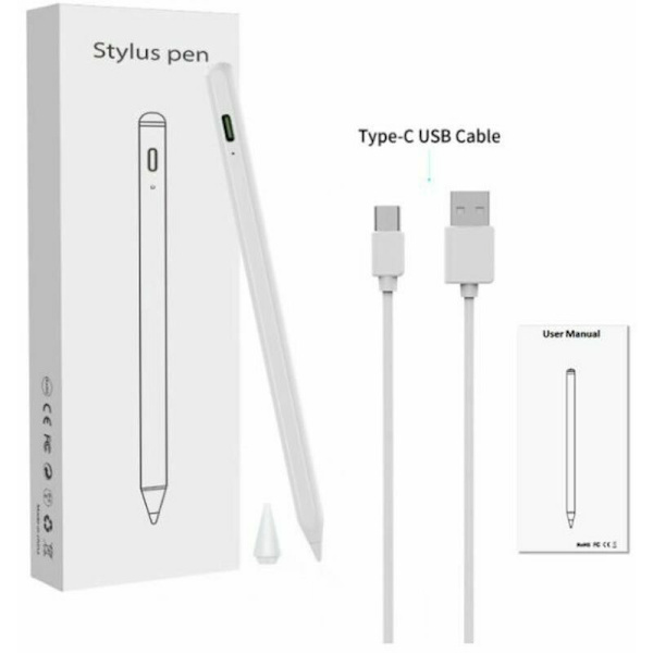 iPad Touch Pen - Tilt-følsom funktion, egnet til Apple tablets (Hvid)