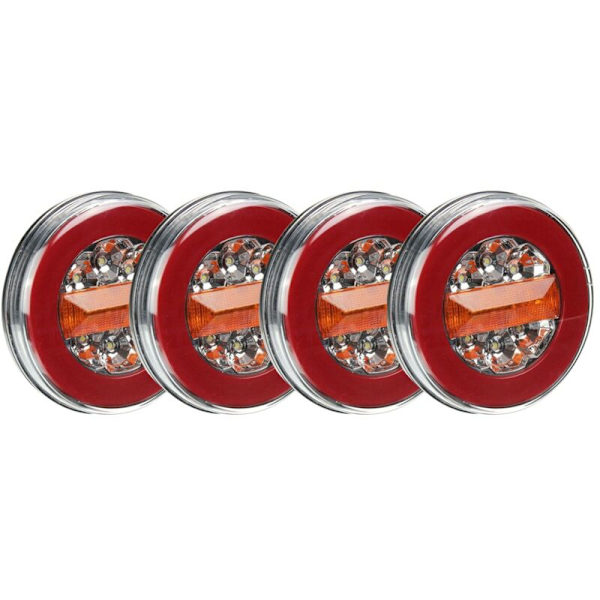 4X 43 LED Hamburger Rund Flow Blinklys Baglygte Til Lastbil Trailer 12-30V IP67
