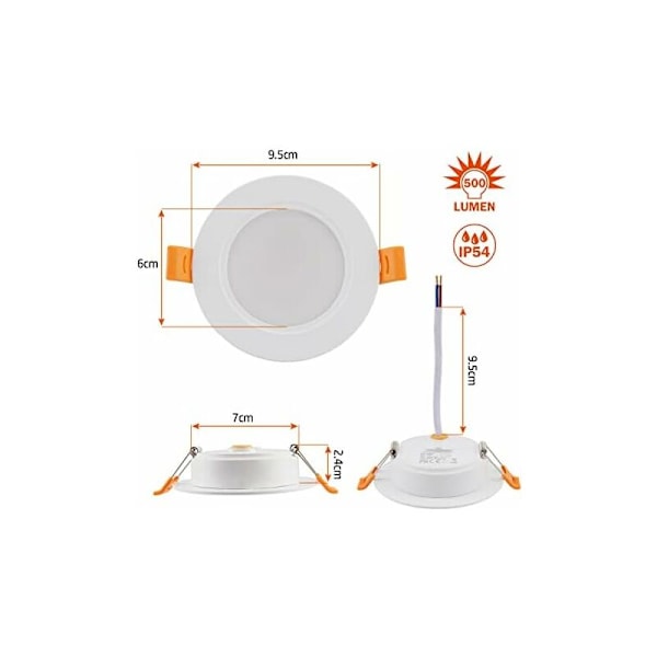 230V 5W Extra Flat LED Inbyggd Spotlight Set om 6, Inbyggd Taklampa, 3000/4000/6000K LED Spotlight, IP54 Takspotlight för Badrum