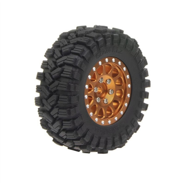 4 kpl 62x24mm 1,2 tuuman metalli Beadlock -vanne ja rengassarja 1/18 1/24 RC Crawler -autoon Axial SCX24 AX24 TRX4M FCX24,5