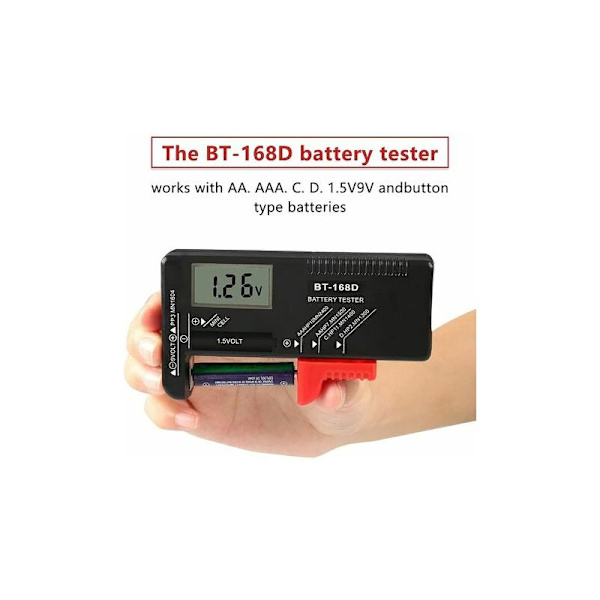 Digital Batteritestare, Universal Batteritestare, Batteritestare, för AA, AAA, C, D, PP3, 9V, 1.5V, Knappcellsbatterier - Fungerar utan Batterier