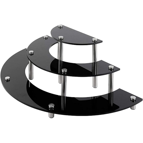 Akryl Display Stativ, 3-lags Sort Cupcake Stativ, Halvmåne, Dessert Holder, Organiser Hylde