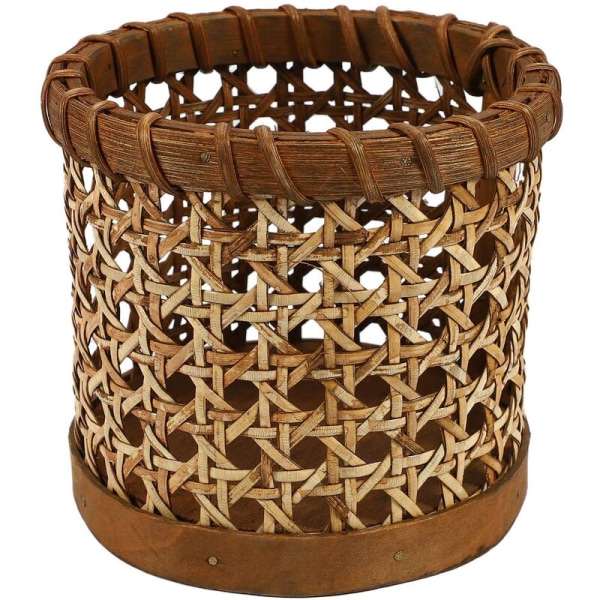 Rattan spisepinner Håndlaget oppbevaringsboks skjeholder blyantholder organisasjon vase kjøkkenborddekor brun