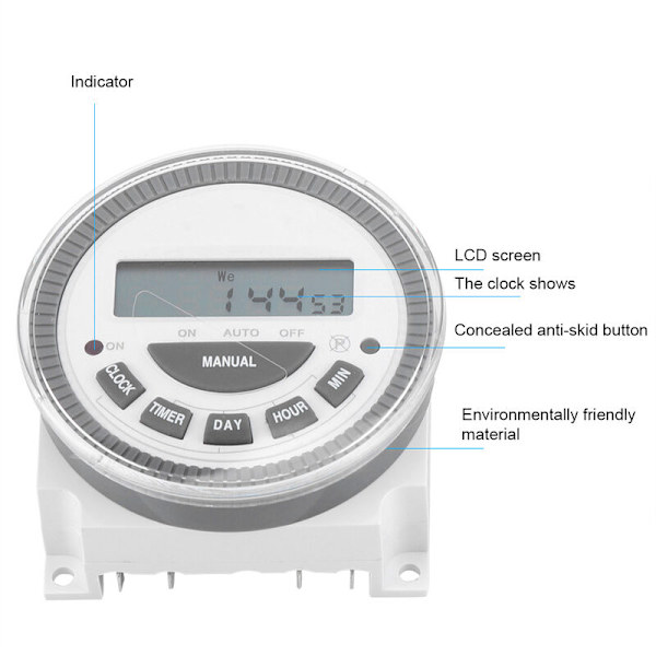 16A Viikoittainen Ohjelmoitava Digitaalinen Ajastimet, 7 Päivää, Ajanviive Reläkytkin Ulostulo (220V 16A TM-619H-2)