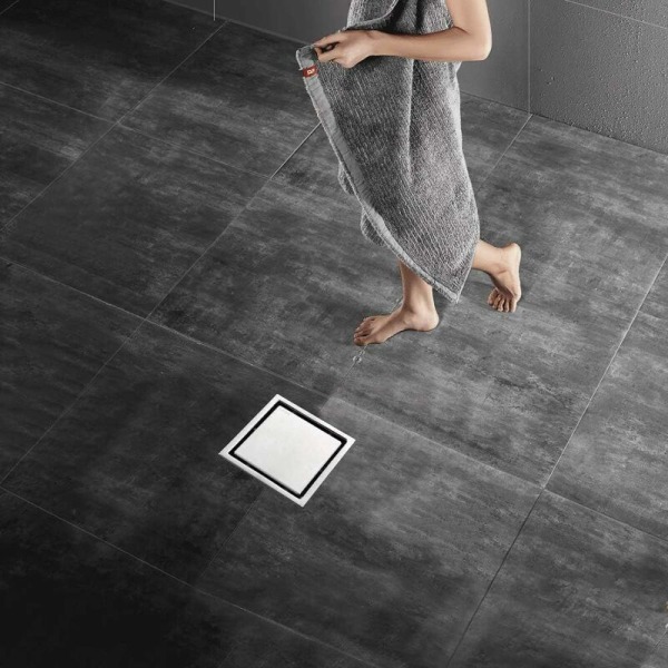 4 tommer kvadratisk design flisegulv Bruseafløb Deodorant Center Quadrate gulvafløb til badeværelse køkken balkon, Gravity Seal (Størrelse: Gravity Seal)
