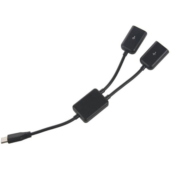 3X Typ C OTG USB Han A Dubbel 2.0 Laddningshubb 2 Portar Kabel Y-delare