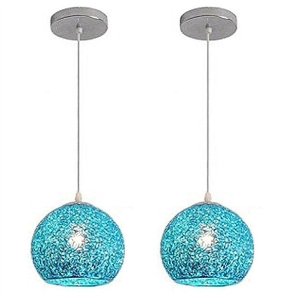 2X Køkken Pendellampe Soveværelse Loftlamper Hotel Lampe Lysekrone Blå Belysning
