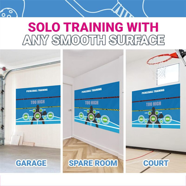 Pickleball Treningsveggklistremerker Dink Pad Øvingsbrett Poster Rebounder Hjelp