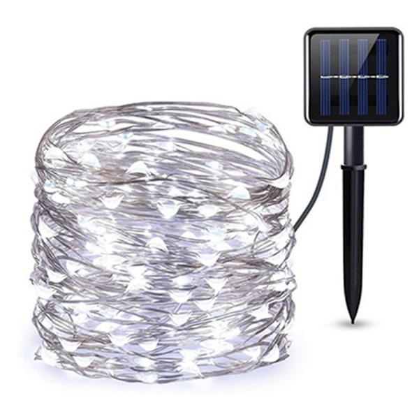 Solcelle-lyslenke, 20 meter 200 LED 8 Mønstre, Julelyslenke for Hage Trær Bryllup - Hvit