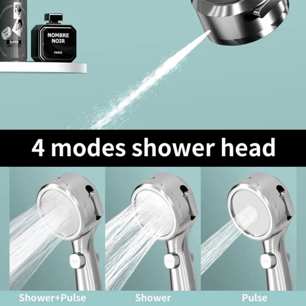 Dusjhode Bærbar Temperaturvisning Lading Kreves Bad Sparing 4 Moduser Dusjhode -4