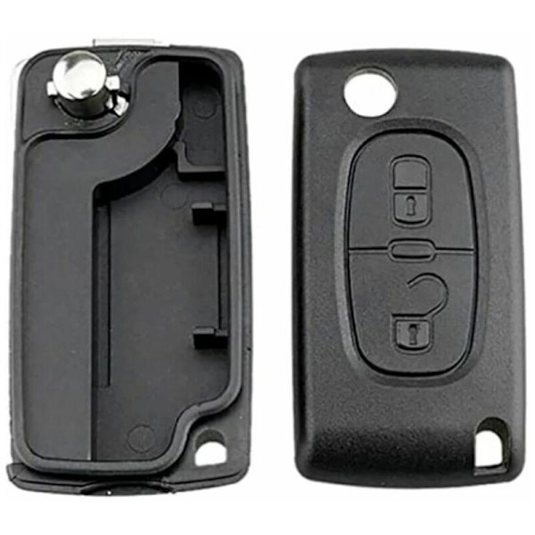 2 knappar kompatibel nyckelskal CE0523 fällbar flippnyckelskal för Peugeot 207 307 308 407 408 3008 5008 Citroen C2 C3 C4 C5 C6 C8 (2 knappar, CE0523)
