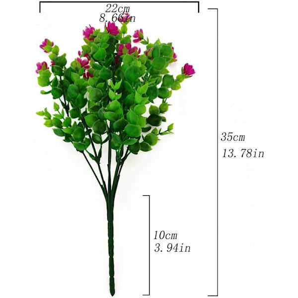 Konstgjorda Falska Blommor, 4-pack Konstgjorda UV-Resistenta Gröna Buskar Växter Inomhus Utomhus Hängande Planteringskruka Hemträdgård Dekoration (Rosa)