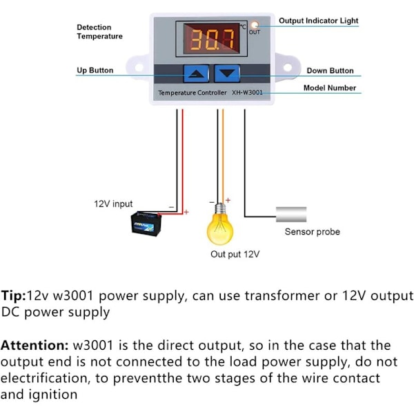 2-pack LED Digital Temperaturstyrningsmodul med Vattentät Sonda, MNS Programmerbar Kylsensor