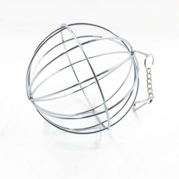 1 stk. Rustfrit Stål Hamster Græs Dispenser Holder Bold Kanin Foder Hængende Bold Feeder Hanger Lille Dyr Tilbehør Sølv