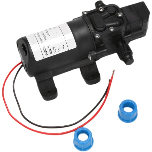 Sort DC 12V 60W Minipumpe Automatisk Membranpumpe Elektrisk Vaskpumpe Afbryd 5L/min