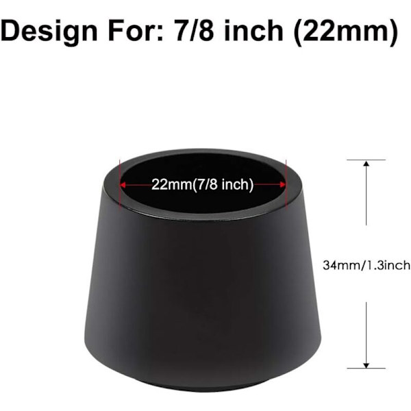 16-pack Stolskydd, Gummikapslar för Stolsben, Stolsbenskydd, Inre Diameter - 7/8 tum / 22 mm, Svart