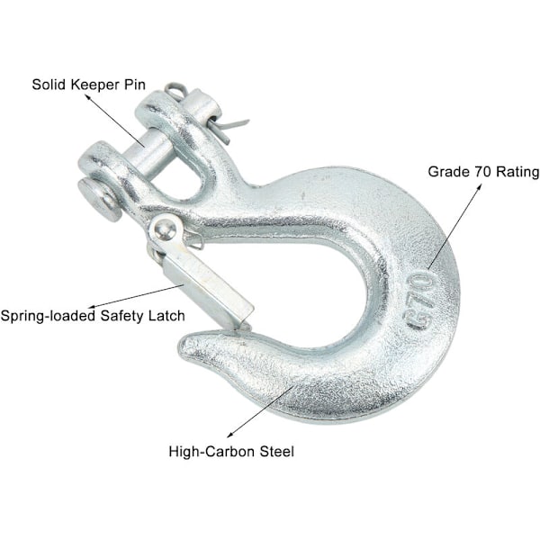 5/16 Tommer Clevis Glidekrog med Sikkerhedslås, Heavy Duty Kulstofstål Trækkrog til Trailer Vindespil