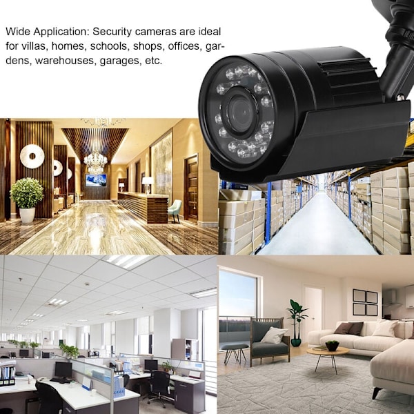 Sikkerhedskamera 4 i 1 Analogt CCTV Kamera Overvågningskamera 3,6 mm Linse Vandafvisende Infrarød Nattesyn til Udendørs Indendørs NTCS