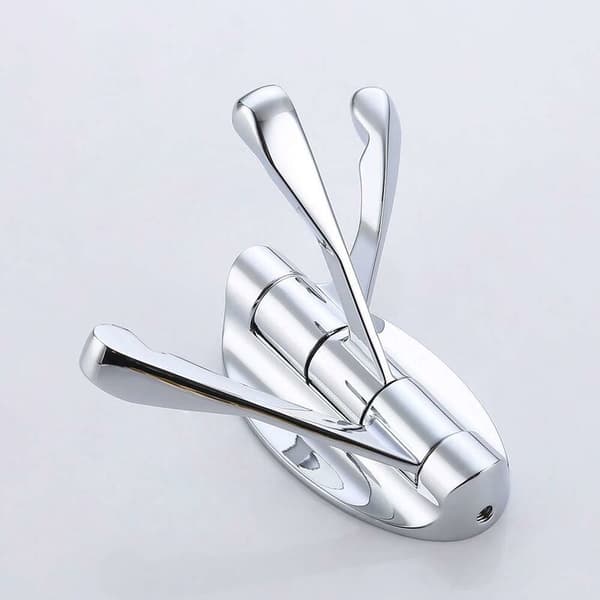 Solid Metall Foldbare Svingbare Kroker med Tre Roterende Armer, Trippel Robe Hook, Veggmontert (Forkrommet)