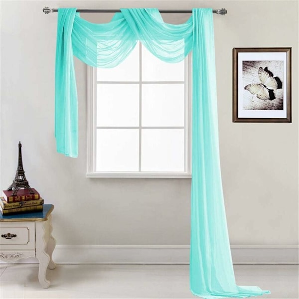1 Transparent Gardin - Håndfri Transparent Voile Dekor - Enkelt Dekorativt Gardin til Soverom, Stue, Bryllup - 52 x 216 Tommer (Turkis)-Sunny