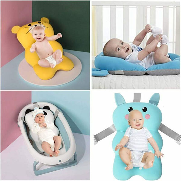 Baby badekar pute, sammenleggbar baby badekar pute, nyfødt badekar dusj pute matte med ergonomisk design (hvit), Sunny