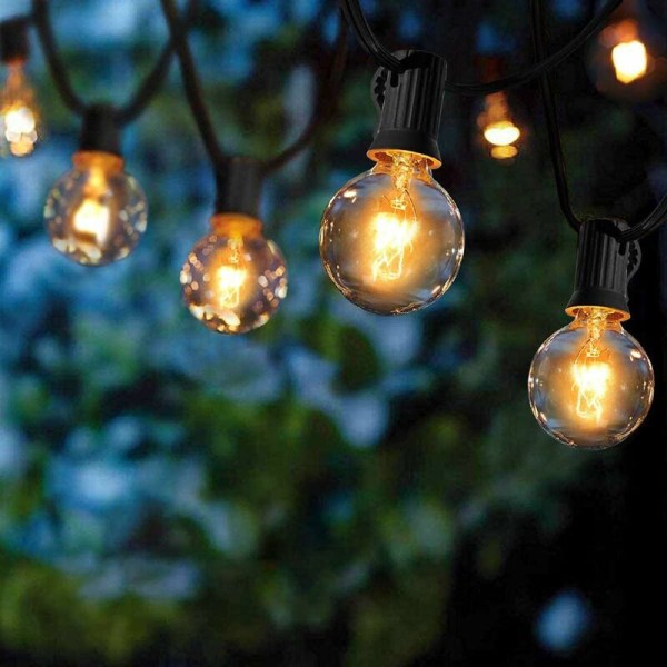 Promotional Indoor and Outdoor String Lights, 25 G40 Bulbs Waterproof 7.62M Warm White Decoration, Suitable for Patio, Cafe, Garden, Party, Christma