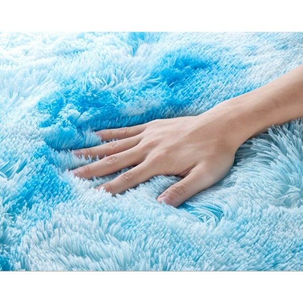 DENUOTOP Matta för vardagsrum, modern mjuk och fluffig supermjuk sammet inomhusmattor fluffig mjuk långhårig dekorativ stolsdyna soffa matta (blå