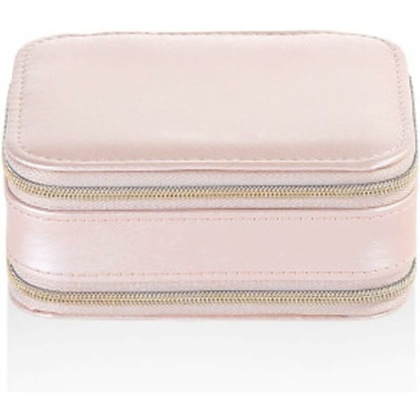 Smykkeæske med lynlås Smykkekiste Enkel stil Makeup Organizer Smykkeorganizer Skønhed Rejseæske Makeup Opbevaringssted (Pink)