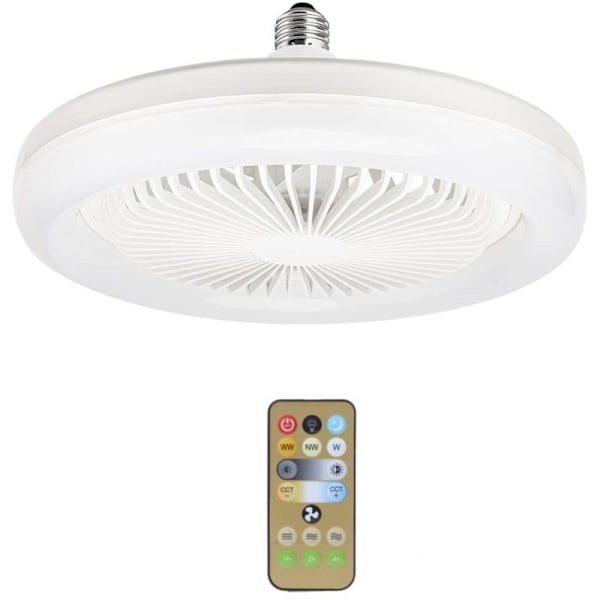 Taklampa med fläkt 30W, inbyggda lampor E27, fjärrkontroll, sovrum, vardagsrum, strömbrytare, hemlampa A