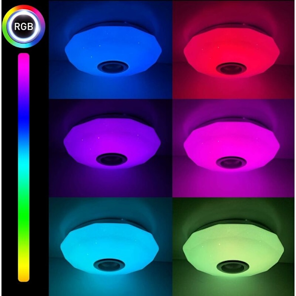 Musikstyrd Taklampa 36w 4000lm Färg LED Taklampa LED Taklampor med Bluetooth-högtalare, Fjärrkontroll och Appkontroll, IP54 Vattentät