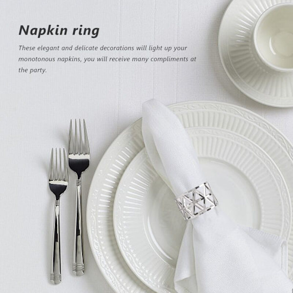 12 stk. hule udskårne servietringe servietholder ring serviet spændeholder husholdning metal servietholder ornament