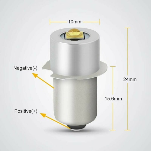 LED Lommelygte Pære 5W 6-24V P13.5S Høj Effekt Opgradering LED Pære Udskiftningssæt (2 Pak)