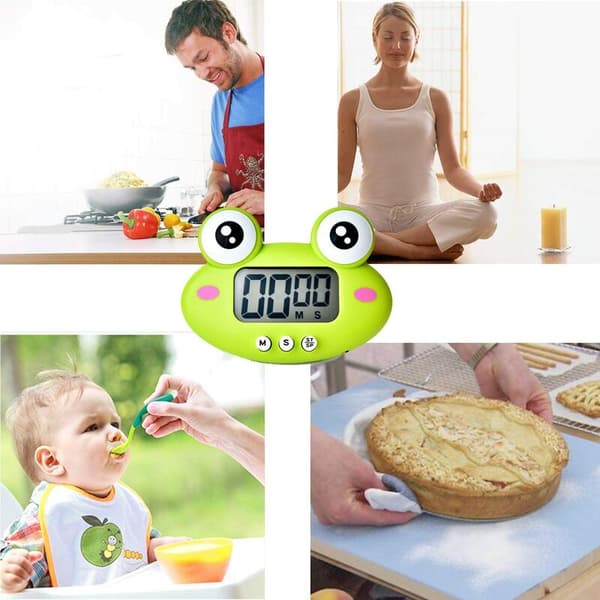 Kök Timer, Digital Matlagningstimer med Magnetisk, LCD Visuell Klocka, Hängande Alarmklocka med Grönt Stativ