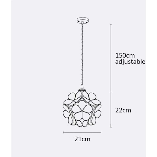 Nordisk Petalformad Hängande Lampa Handblåst Glas och Mässing Hängande Lampa Enhuvud E27 Taklampa Armatur Restaurang Barnrum (Klar)-DENUOTOP