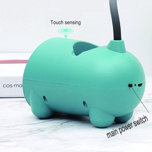 Söt tecknad skrivbordslampa för barn USB uppladdningsbar 360 grader flexibel svanhals läslampa touch LED kanin skrivbordslampa med sminkspegel, cell