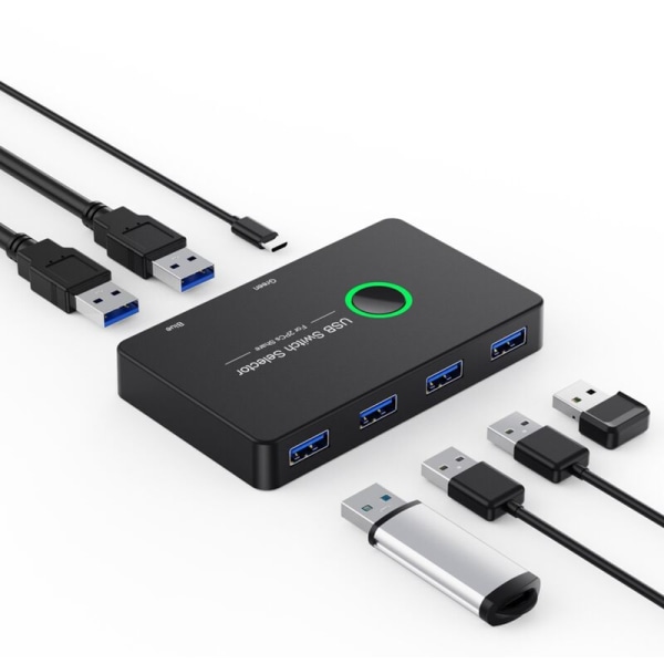 USB KVM-switch USB KVM-switch USB 3.0 för mus, skrivare, Mi Box 2Pc delning av port 4 st USB-hubbenhet