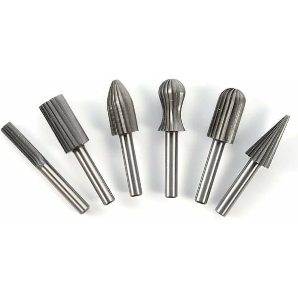 Set med 6 Slipstenar - 6mm Rund Skaft - Träskärverktyg