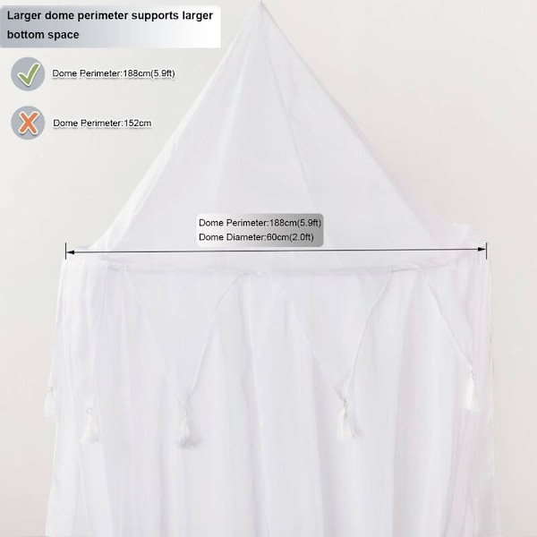 Sänghimmel för barn, Baby Lekrum Himla, Fotografering Ca 240cm Höjd, Hängande Chiffon Muslin för Sovrums Dekoration (Vit)