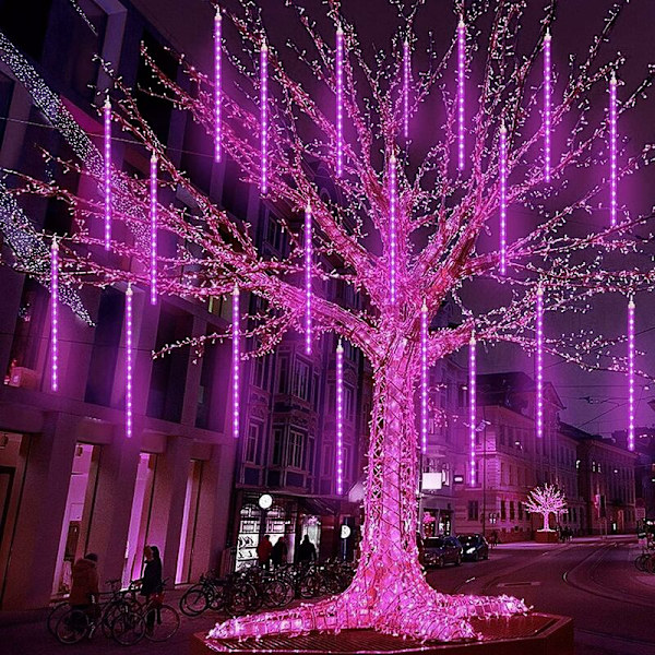 Meteori Sadevalo (Violetti) 80cm 8 Putkea 576 LED Meteori Sadevalot Sadevalo Korroosionkestävä Hääjuhla Puutarha Puu Koristeluun
