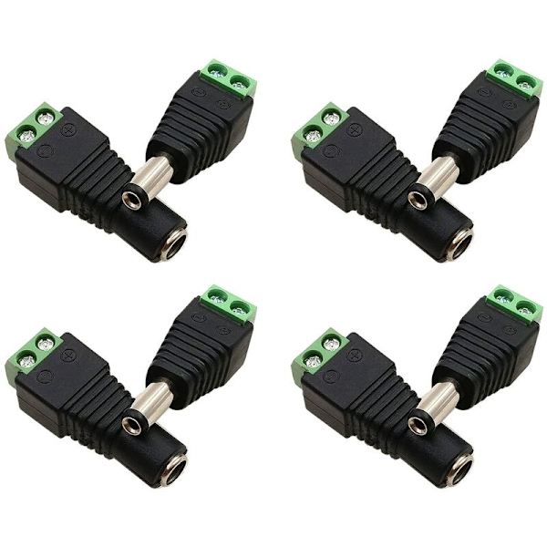 4-pack 5,5 mm 2,1 mm DC-hane och -hona strömanslutningsadapter 12 V-adaptrar uttag, DC-hane/hona-kontakt, för CCTV-kamerasäkerhetssystem LED-ljus