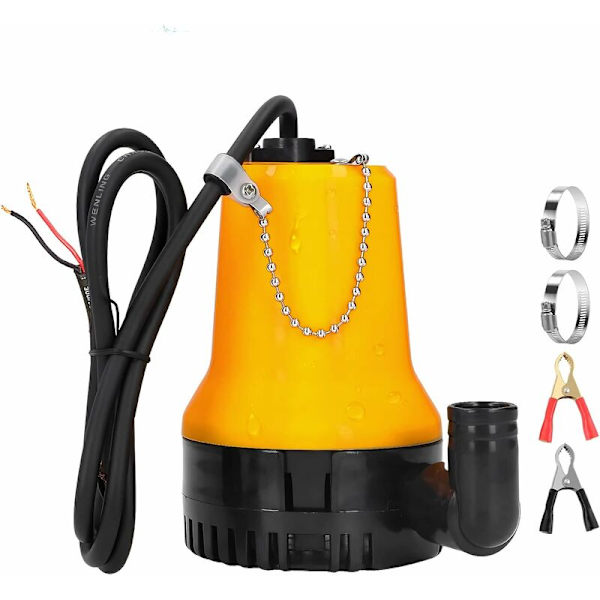 12V nedsenkbar vannpumpe nedsenkbar pumpe 50W 4200L/H DC pumpe skitten vannpumpe bærbar linjelengde 2,3 meter med klemme, for rent og skittent fiskedam
