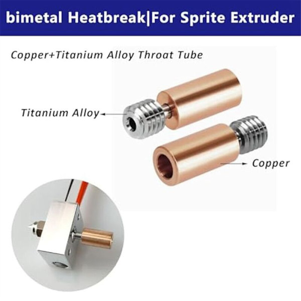 Extruderuppvärmningsblockssats med termistorer för 3D-skrivare S1/Ender3 S1 Pro/CR10 Smart Pro, Bimetallpläterad kopparnäsa