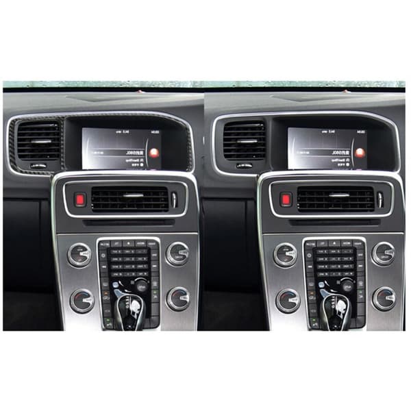 Bildeinteriør Tilbehør Fiber Midtkonsoll Navigasjon Deksel Ramme Trim for S60 10-18 RHD