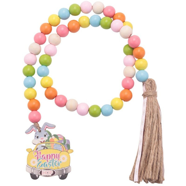 Påskeperler i tre, bondegård, rustikke vårperler, bønneperler, boho-perler, bretttilbehør for hjemmedekorasjon