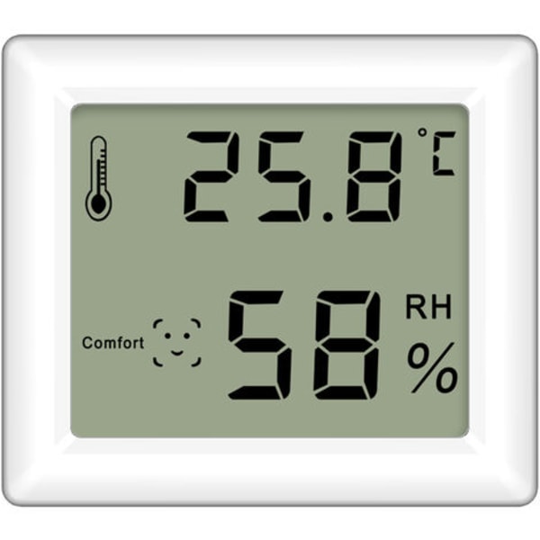 Indendørs hygrometer termometer vægdisplay med stor skærm Magnetisk elektronisk temperaturfugtighedsmåler med stativ til drivhushus, model: hvid