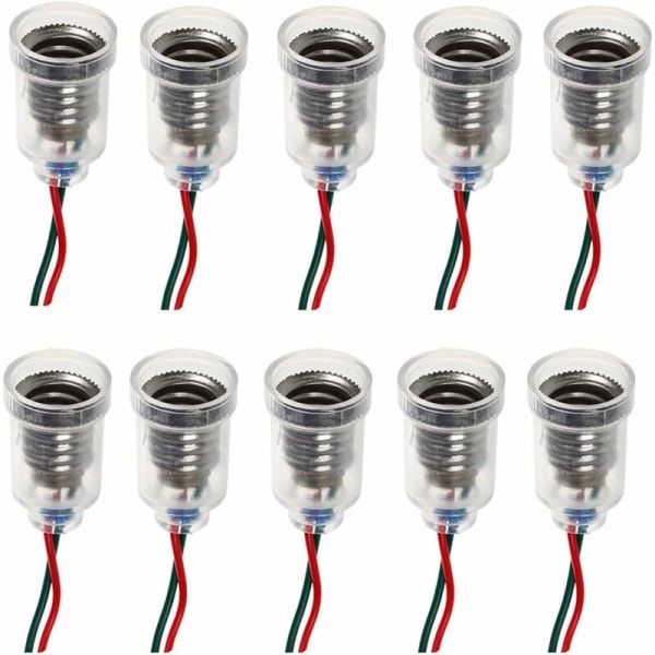 10 STK E10-lamper Sokkel LED-skrufeste Små pærer Holder Lyssokkel med ledningssokkel for eksperimentkrets Hjem Elektrisk testtilbehør