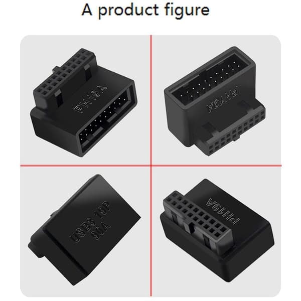 2PCS PH19A Datamaskin Hovedkort Header USB3.0 19/20P Socket 90 Graders Konverter Stasjonær Hovedkort Adapter