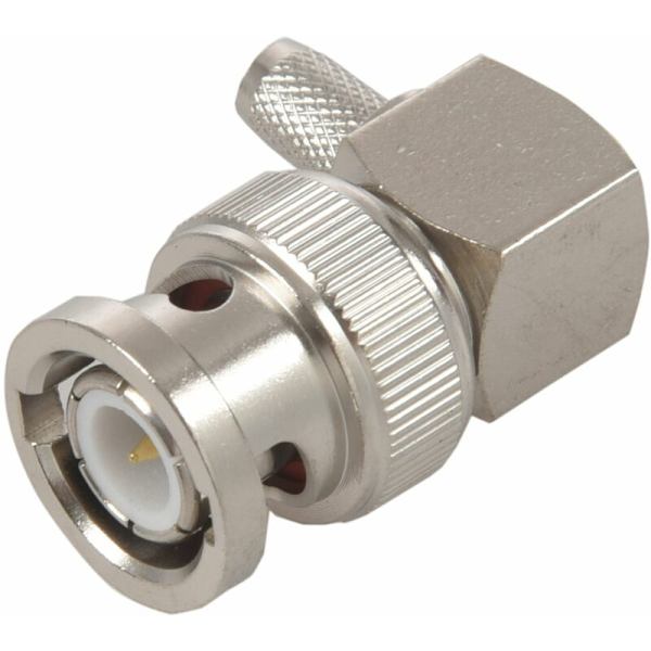 BNC-hane, höger vinkel, crimpkontakt för RG58 RG400 RFC195 RF-koaxialadapterkontakt, silver