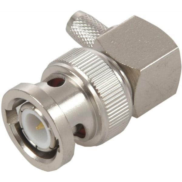 BNC Male Right Angle Crimp Connector for RG58 RG400 RFC195 RF Coaxial Adapter Connector, Silver