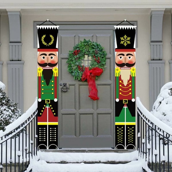 Nötknäpparens banderoll för jul - verandaskylt juldekorationer utomhus inomhus, nötknäpparesoldat vertikala julskyltar, banderoll för frontdoo